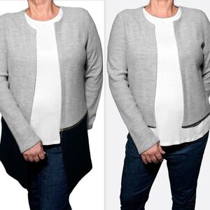 Karl Lagerfeld Gray Black 2-in-1 Convertible Wool Knit Coatigan Jacket Size L 0X